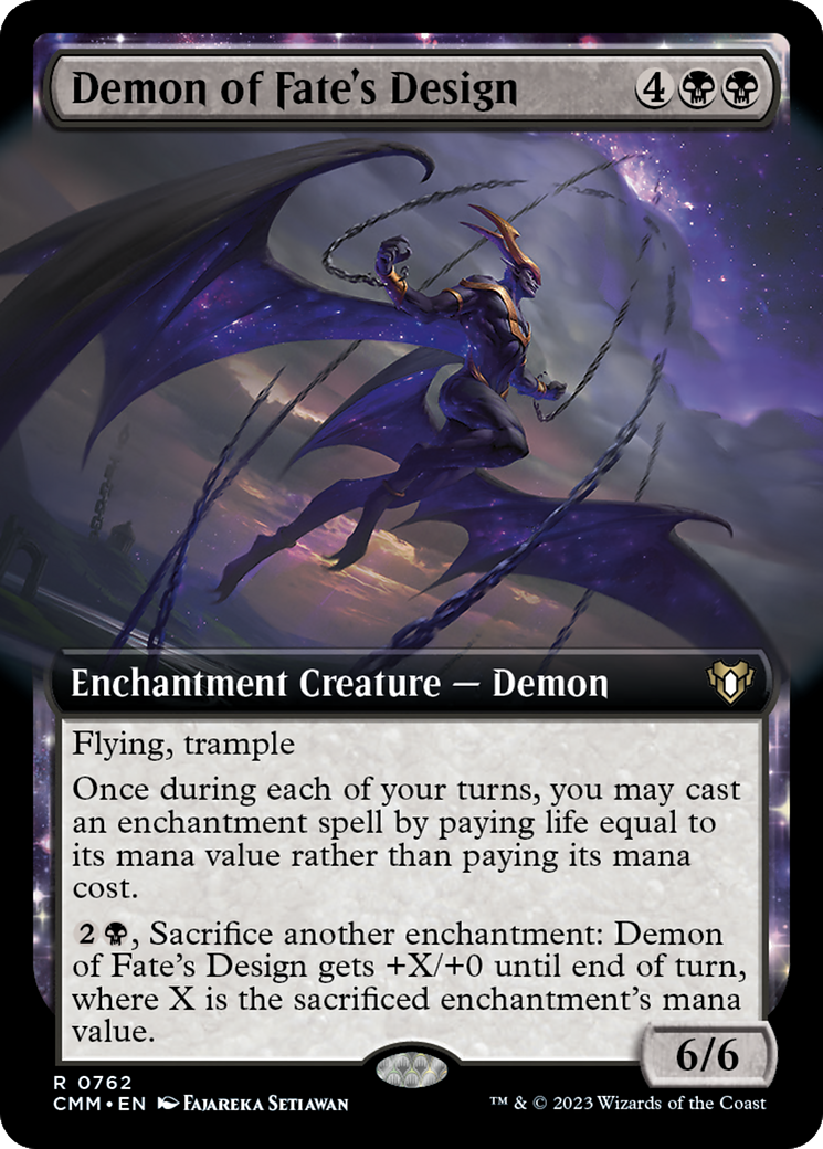 Demon of Fate's Design (Extended Art) [Commander Masters] | Yard's Games Ltd