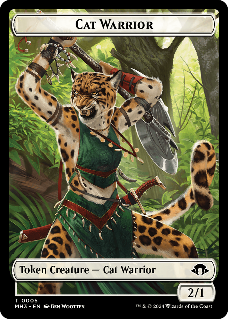 Cat Warrior // Energy Reserve Double-Sided Token [Modern Horizons 3 Tokens] | Yard's Games Ltd