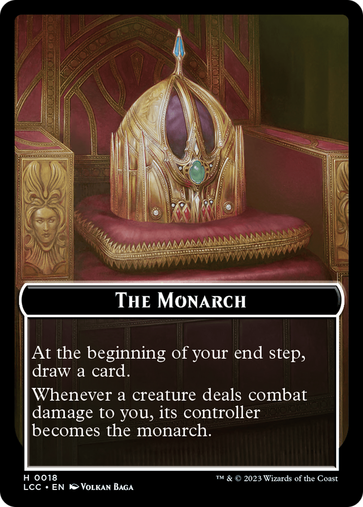 The Monarch // Dinosaur Double-Sided Token [The Lost Caverns of Ixalan Commander Tokens] | Yard's Games Ltd