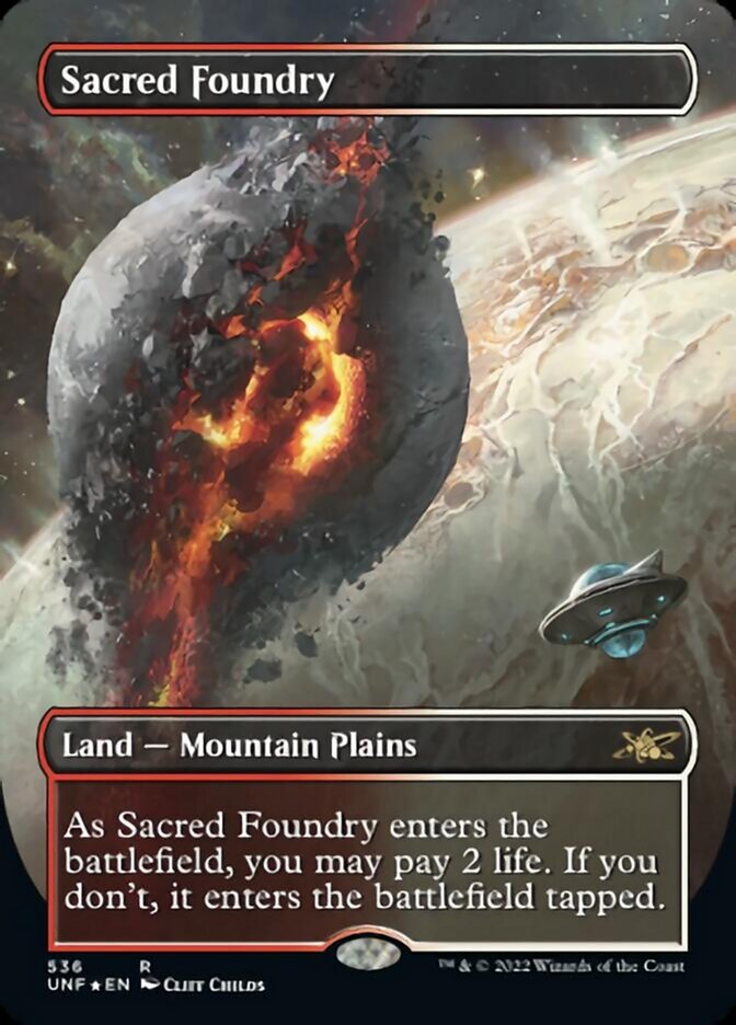 Sacred Foundry (Borderless) (Galaxy Foil) [Unfinity] | Yard's Games Ltd