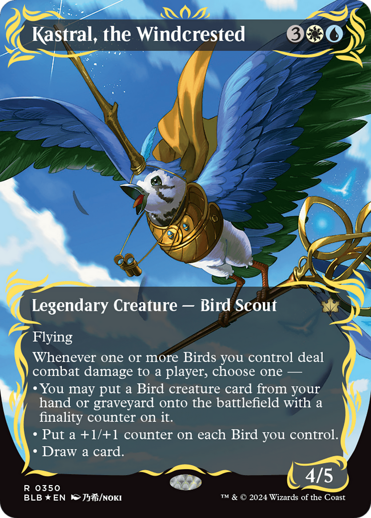 Kastral, the Windcrested (Borderless) (Raised Foil) [Bloomburrow] | Yard's Games Ltd