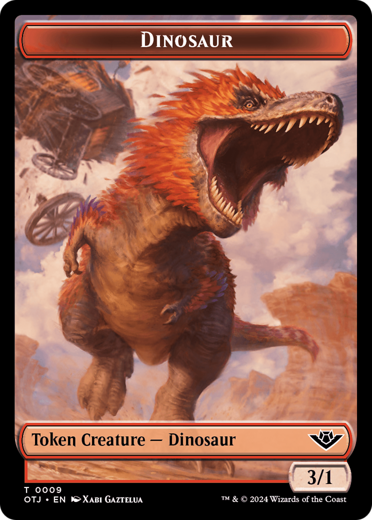 Mercenary // Dinosaur Double-Sided Token [Outlaws of Thunder Junction Tokens] | Yard's Games Ltd