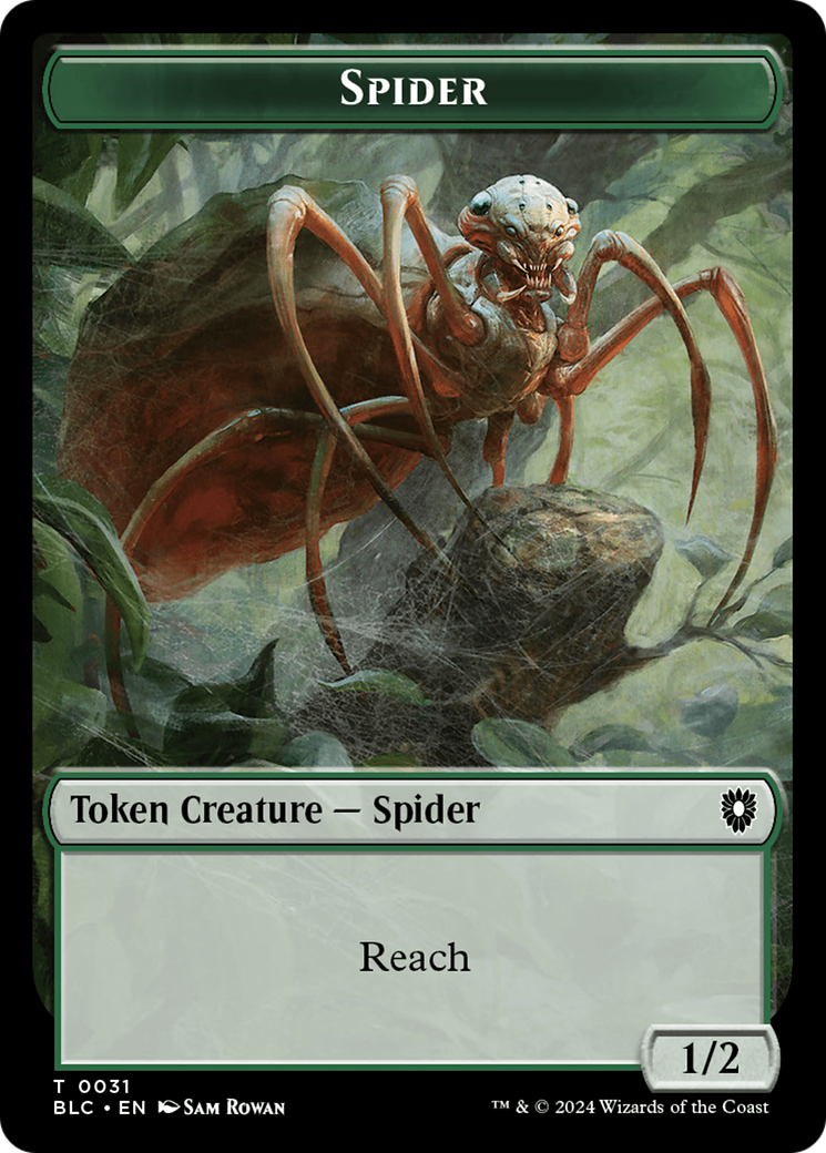 Spider // Blood Double-Sided Token [Bloomburrow Commander Tokens] | Yard's Games Ltd