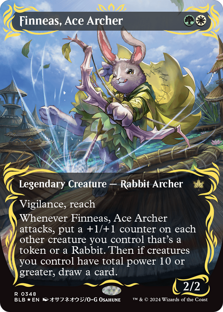 Finneas, Ace Archer (Borderless) (Raised Foil) [Bloomburrow] | Yard's Games Ltd