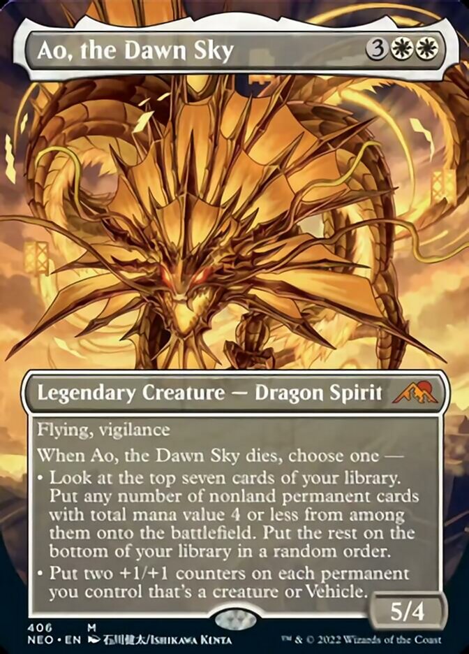 Ao, the Dawn Sky (Borderless Alternate Art) [Kamigawa: Neon Dynasty] | Yard's Games Ltd