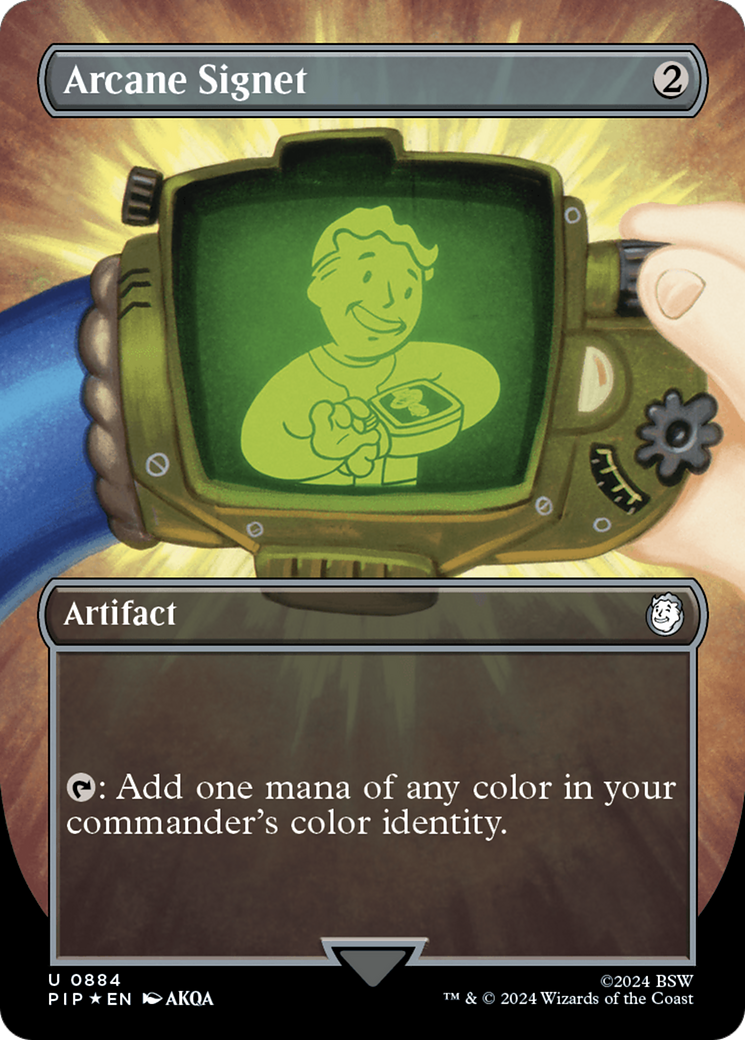 Arcane Signet (Borderless) (Surge Foil) [Fallout] | Yard's Games Ltd