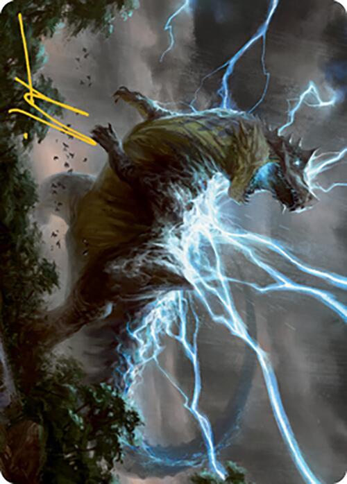 Thrasta, Tempest's Roar Art Card (41) (Gold-Stamped Signature) [Modern Horizons 2 Art Series] | Yard's Games Ltd