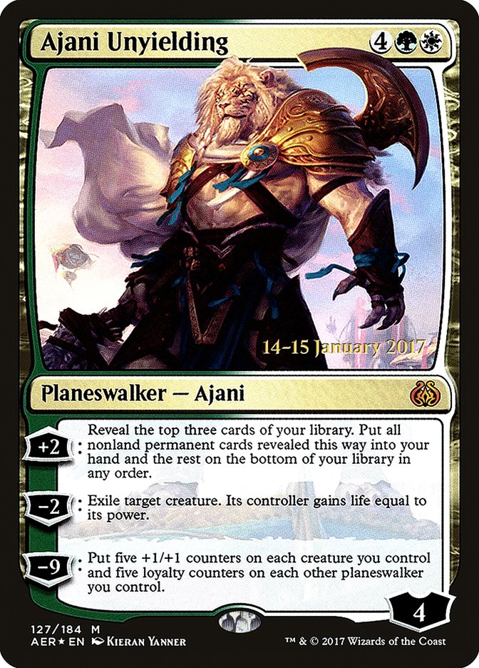 Ajani Unyielding [Aether Revolt Prerelease Promos] | Yard's Games Ltd