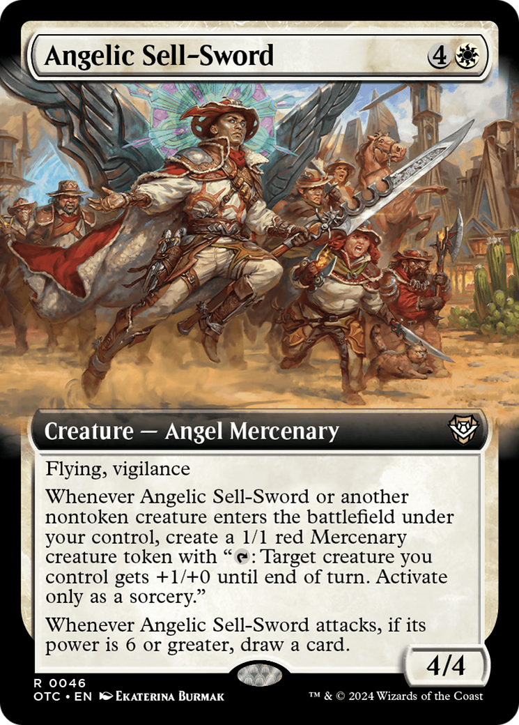 Angelic Sell-Sword (Extended Art) [Outlaws of Thunder Junction Commander] | Yard's Games Ltd