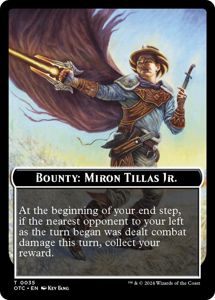 Bounty: Miron Tillas Jr. // Bounty Rules Double-Sided Token [Outlaws of Thunder Junction Commander Tokens] | Yard's Games Ltd