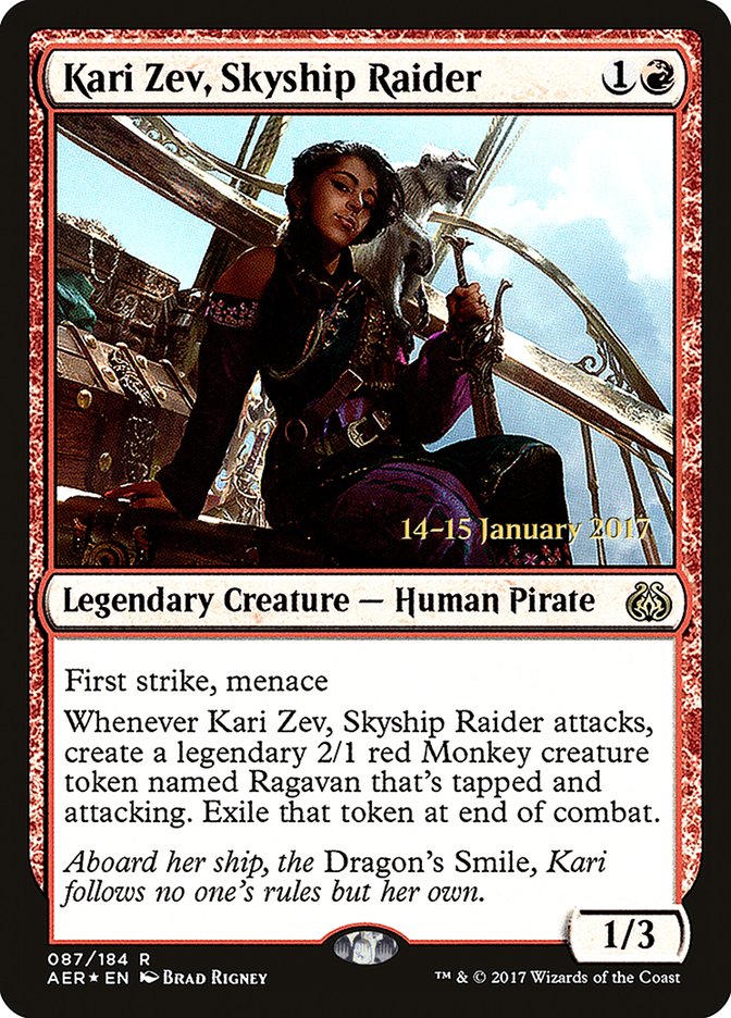 Kari Zev, Skyship Raider [Aether Revolt Prerelease Promos] | Yard's Games Ltd