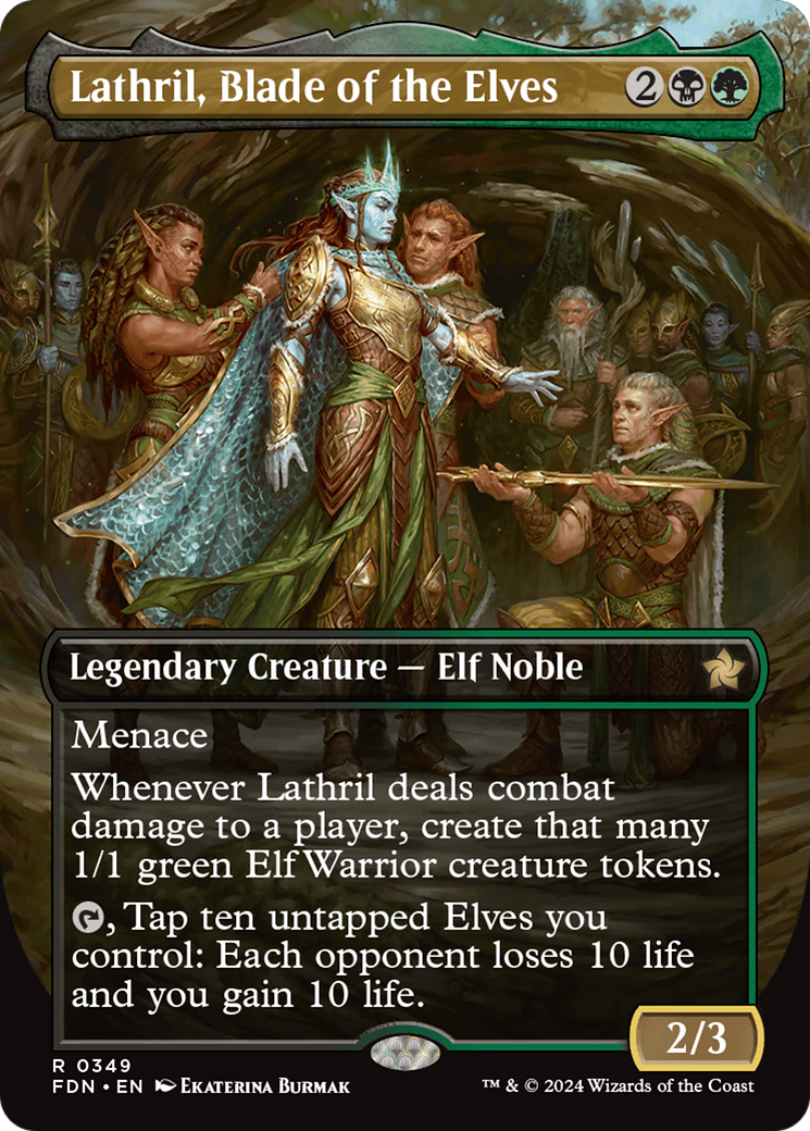 Lathril, Blade of the Elves (Borderless) [Foundations] | Yard's Games Ltd