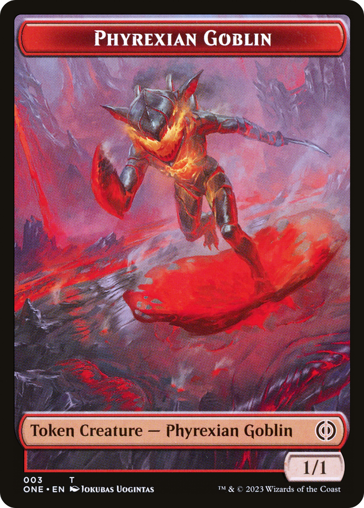 Phyrexian Goblin // The Hollow Sentinel Double-Sided Token [Phyrexia: All Will Be One Tokens] | Yard's Games Ltd