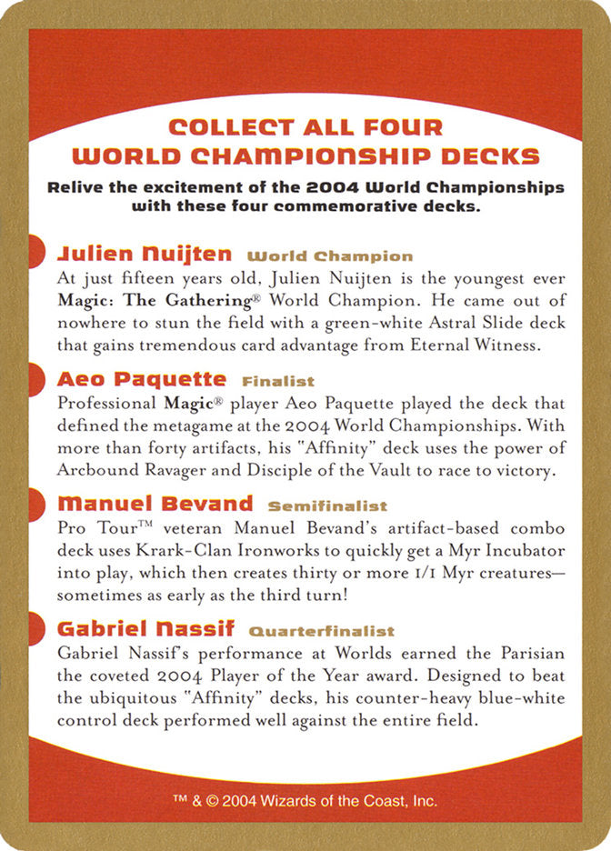 2004 World Championships Ad [World Championship Decks 2004] | Yard's Games Ltd