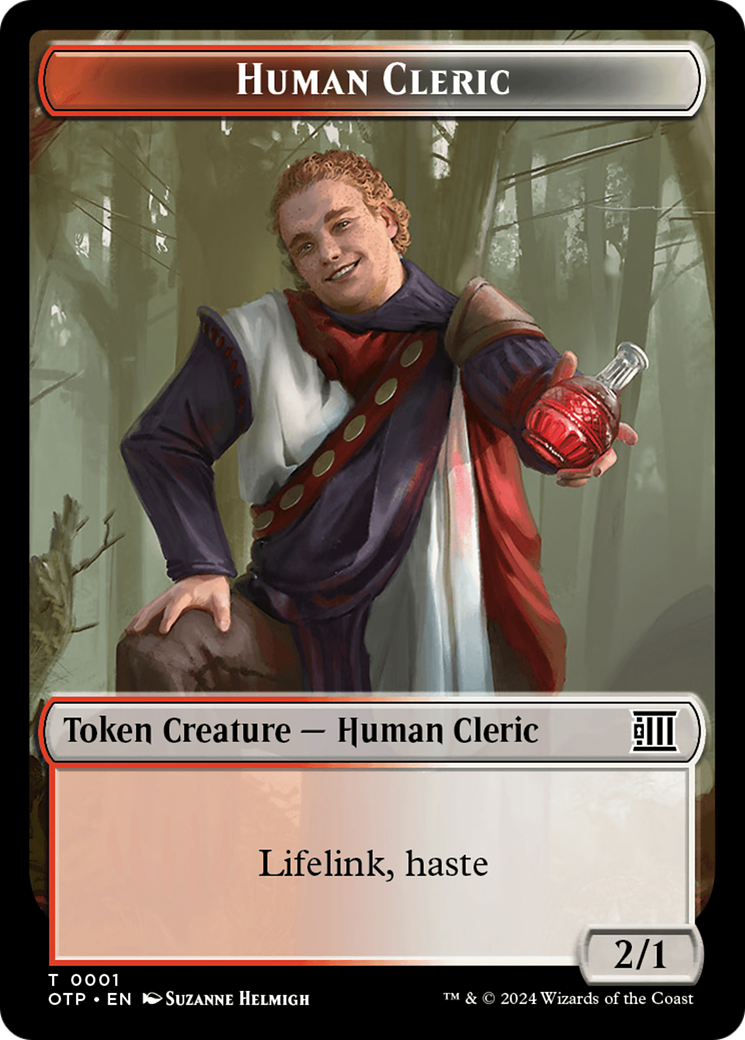 Human Cleric // Plot Double-Sided Token [Outlaws of Thunder Junction: Breaking News Tokens] | Yard's Games Ltd