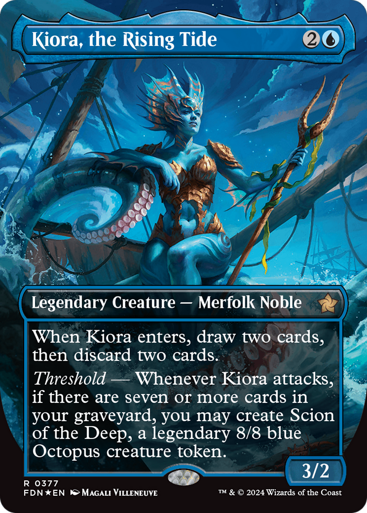 Kiora, the Rising Tide (Borderless) (Mana Foil) [Foundations] | Yard's Games Ltd