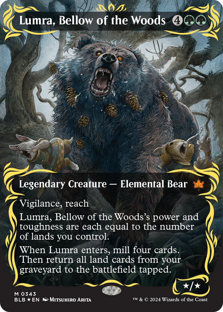 Lumra, Bellow of the Woods (Borderless) (Raised Foil) [Bloomburrow] | Yard's Games Ltd