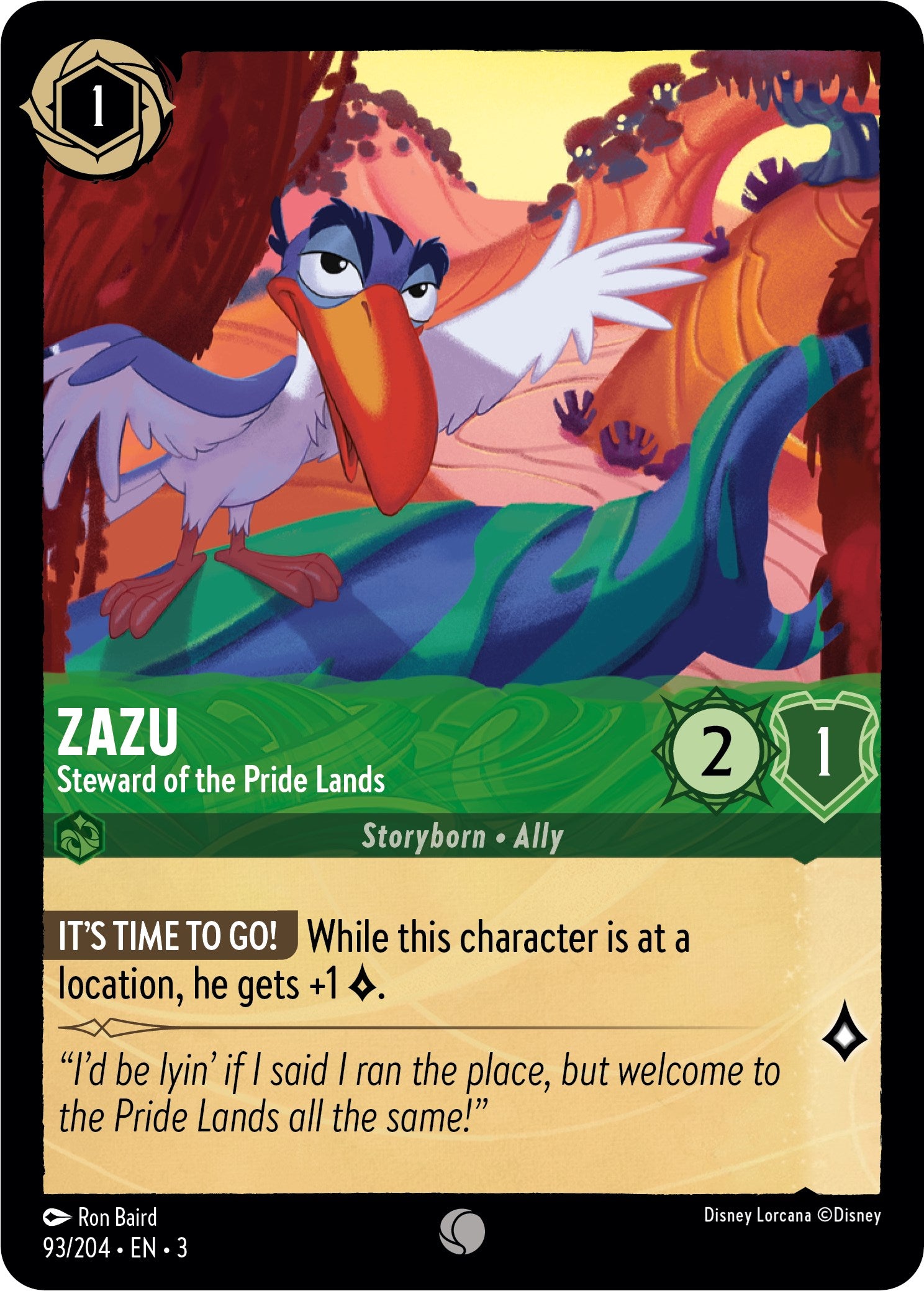 Zazu - Steward of the Pride Lands (93//204) [Into the Inklands] | Yard's Games Ltd