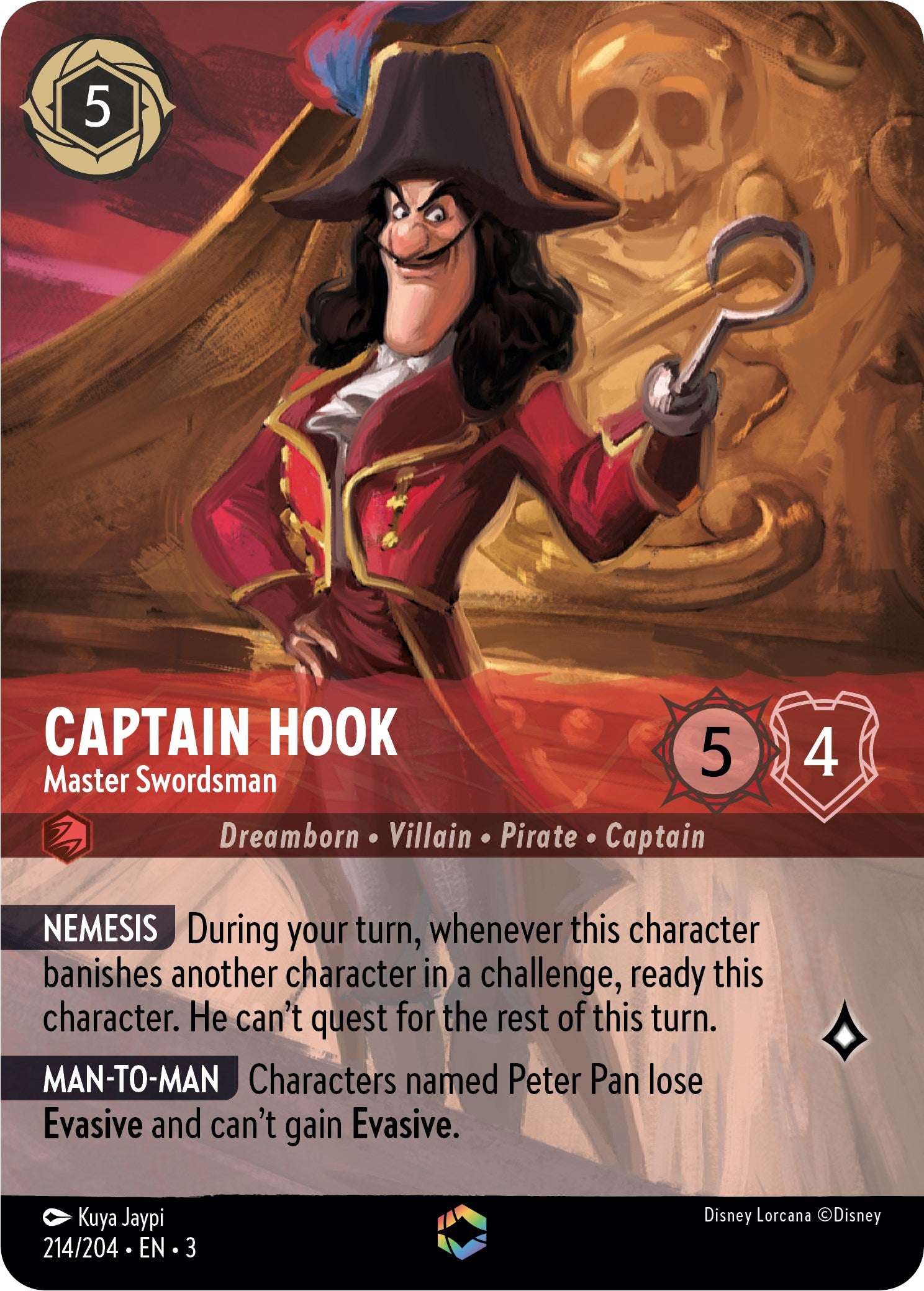 Captain Hook - Master Swordsman (Alternate Art) (214/204) [Into the Inklands] | Yard's Games Ltd