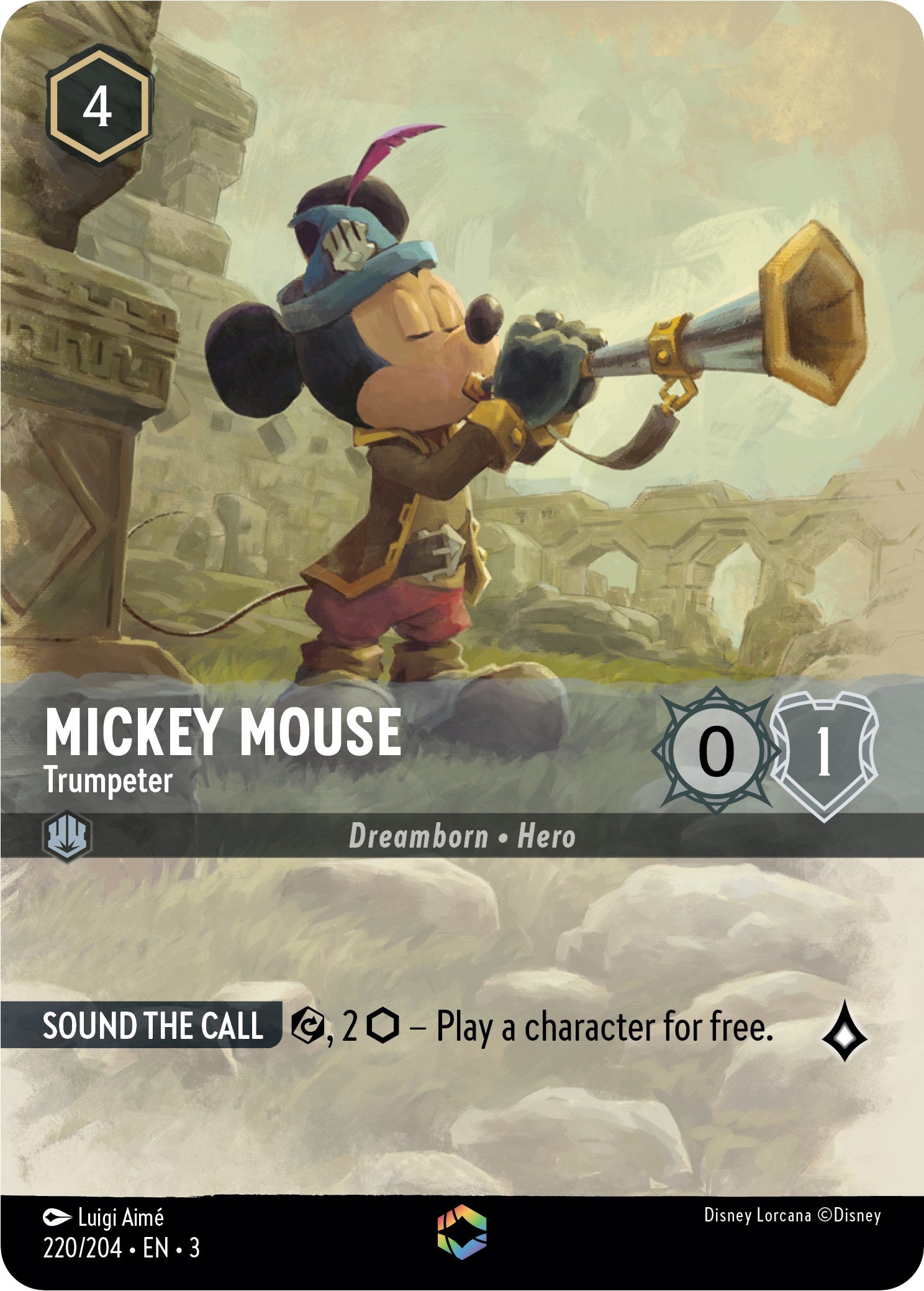 Mickey Mouse -Trumpeter (Alternate Art) (220/204) [Into the Inklands] | Yard's Games Ltd