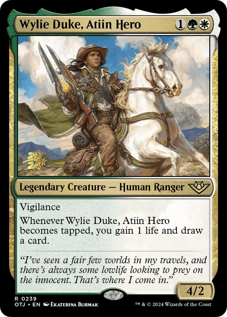 Wylie Duke, Atiin Hero [Outlaws of Thunder Junction Prerelease Promos] | Yard's Games Ltd