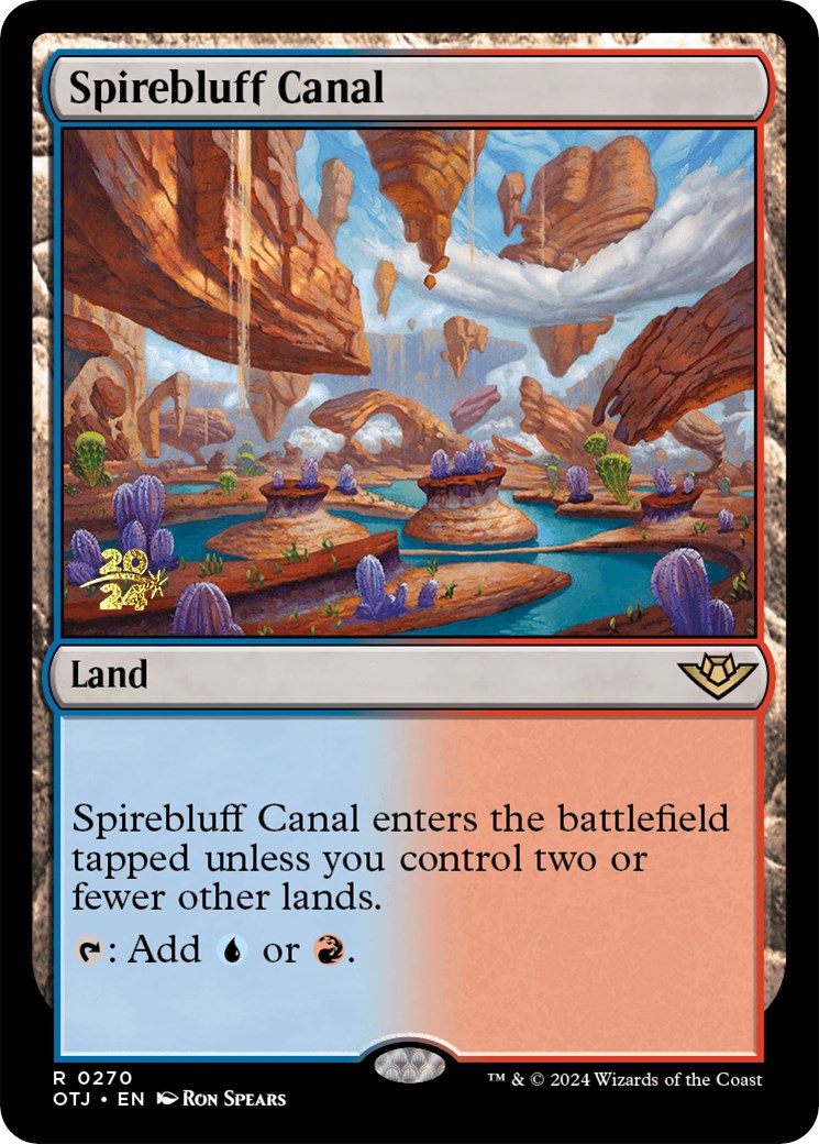 Spirebluff Canal (OTJ) [Outlaws of Thunder Junction Prerelease Promos] | Yard's Games Ltd