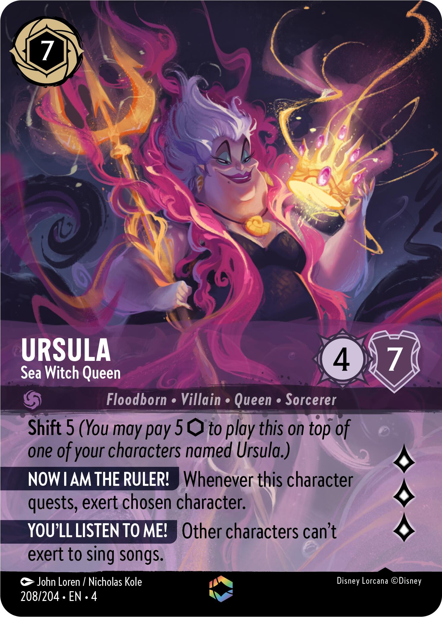 Ursula - Sea Witch Queen (Enchanted) (208/204) [Ursula's Return] | Yard's Games Ltd