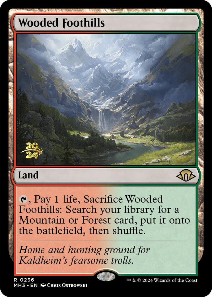 Wooded Foothills [Modern Horizons 3 Prerelease Promos] | Yard's Games Ltd