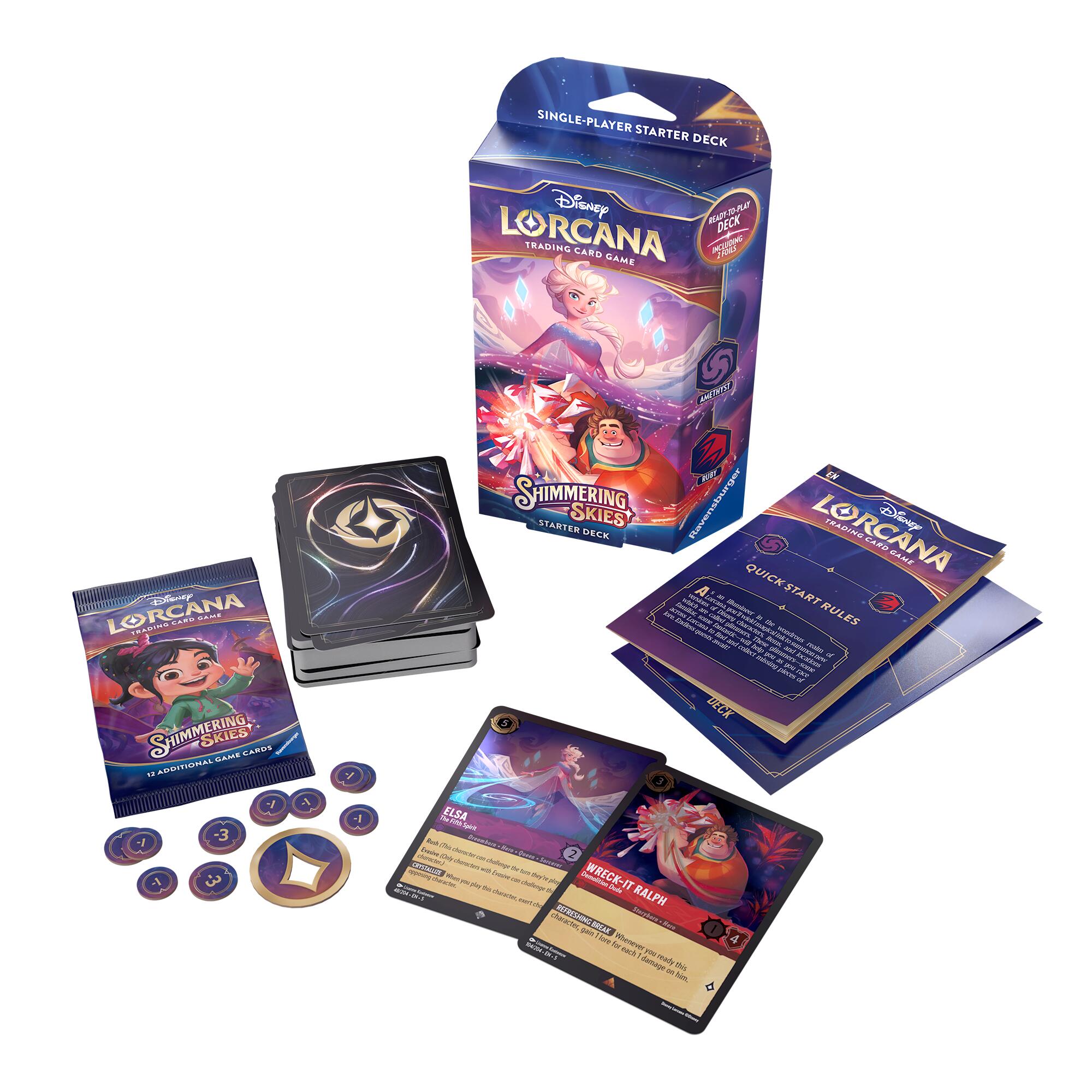 Disney Lorcana: Shimmering Skies - Starter Deck (Amethyst & Ruby) | Yard's Games Ltd