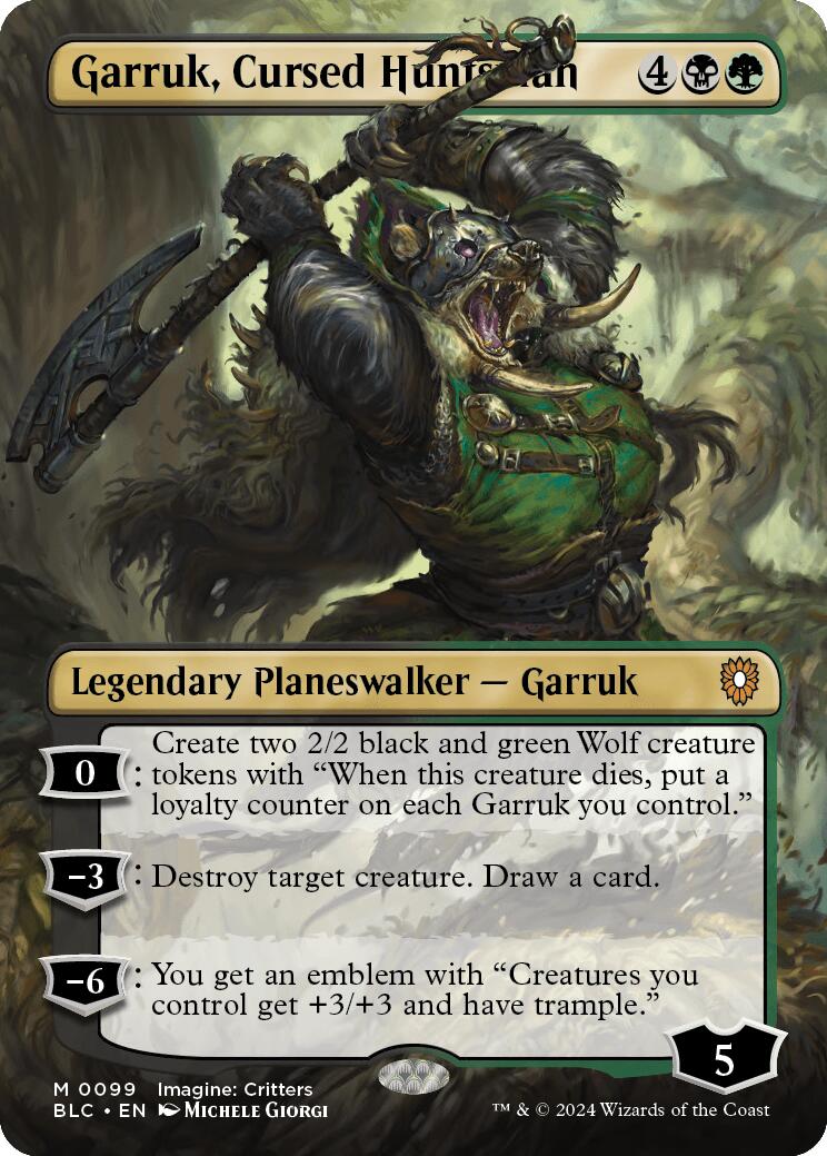 Garruk, Cursed Huntsman (Borderless) [Bloomburrow Commander] | Yard's Games Ltd