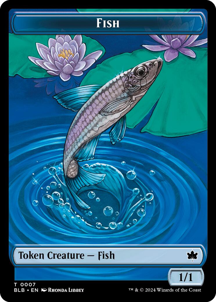 Bird (011) // Fish Double-Sided Token [Bloomburrow Commander Tokens] | Yard's Games Ltd