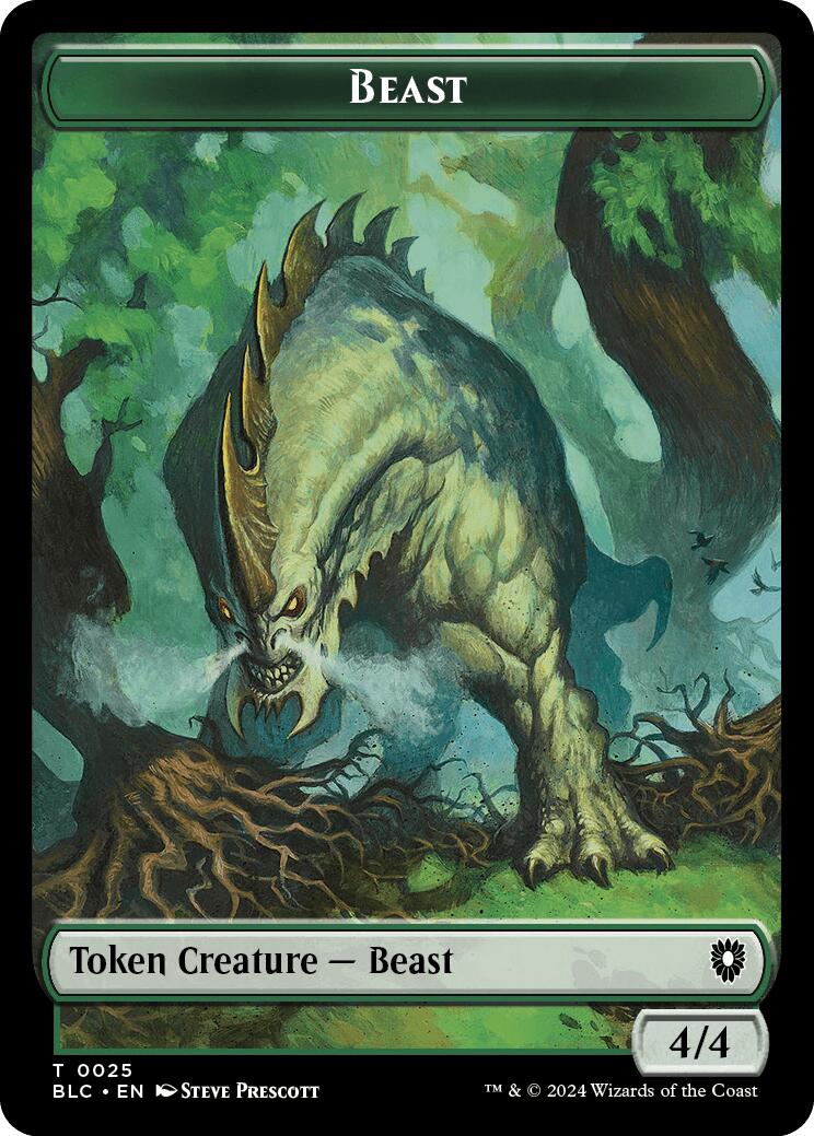 Cat // Beast (025) Double-Sided Token [Bloomburrow Commander Tokens] | Yard's Games Ltd