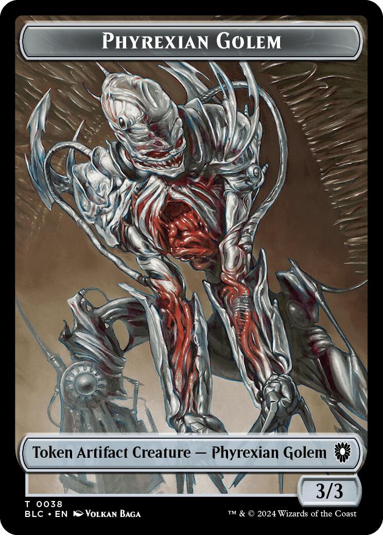 Phyrexian Golem // Faerie Double-Sided Token [Bloomburrow Commander Tokens] | Yard's Games Ltd