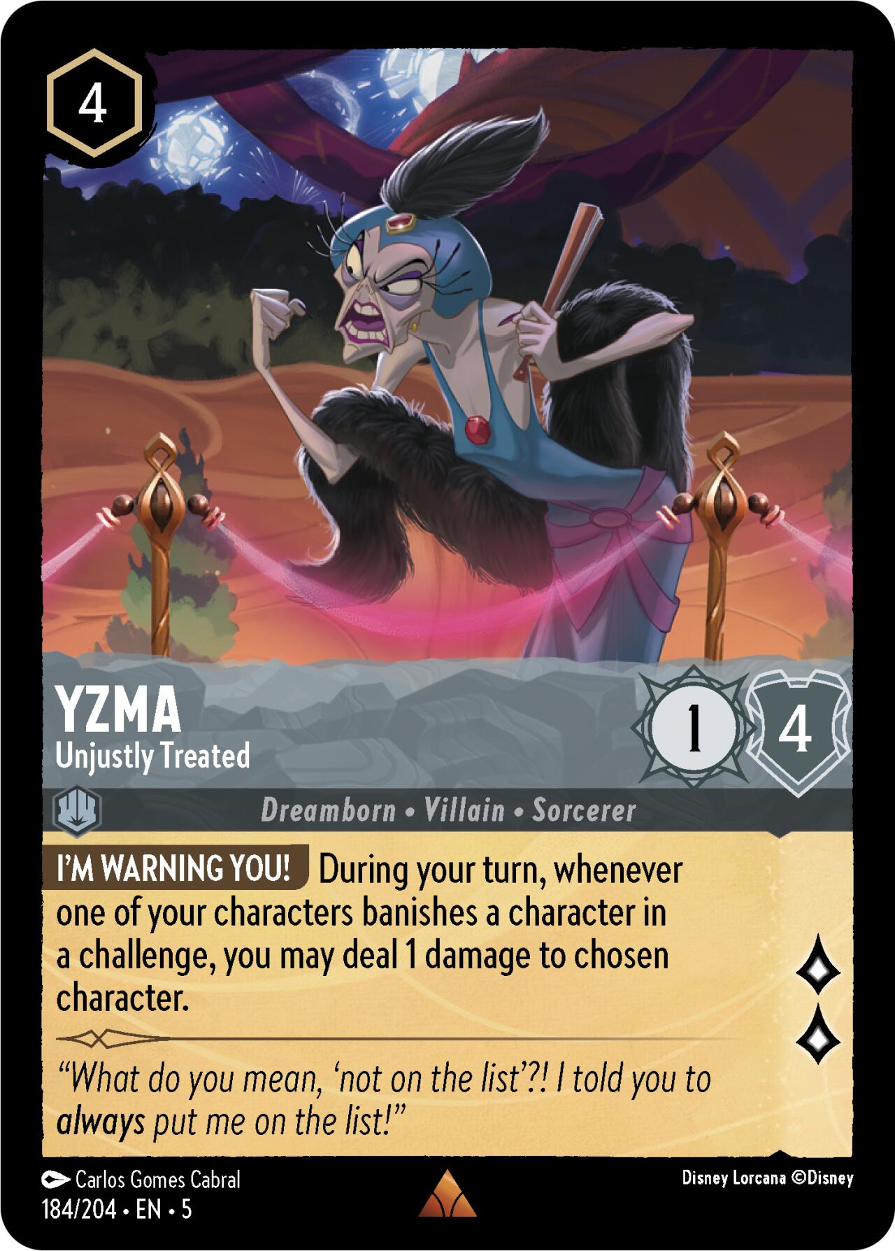 Yzma - Unjustly Treated (184/204) [Shimmering Skies] | Yard's Games Ltd