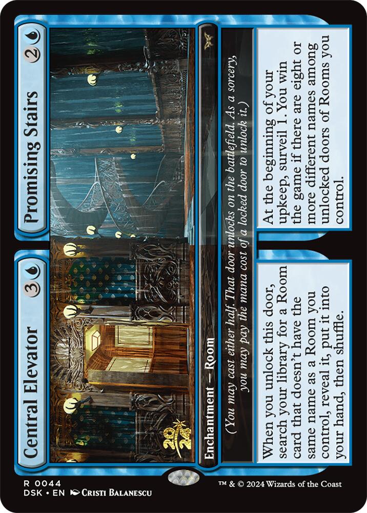 Central Elevator // Promising Stairs [Duskmourn: House of Horror Prerelease Promos] | Yard's Games Ltd