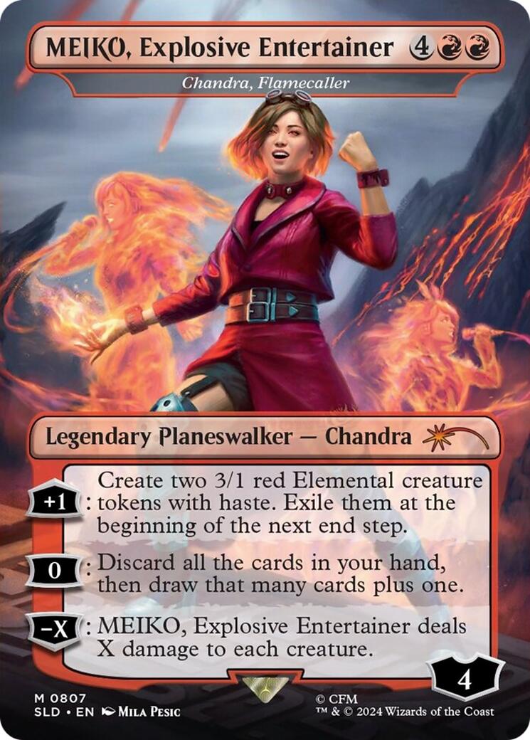 MEIKO, Explosive Entertainer - Chandra, Flamecaller (Rainbow Foil) [Secret Lair Drop Series] | Yard's Games Ltd