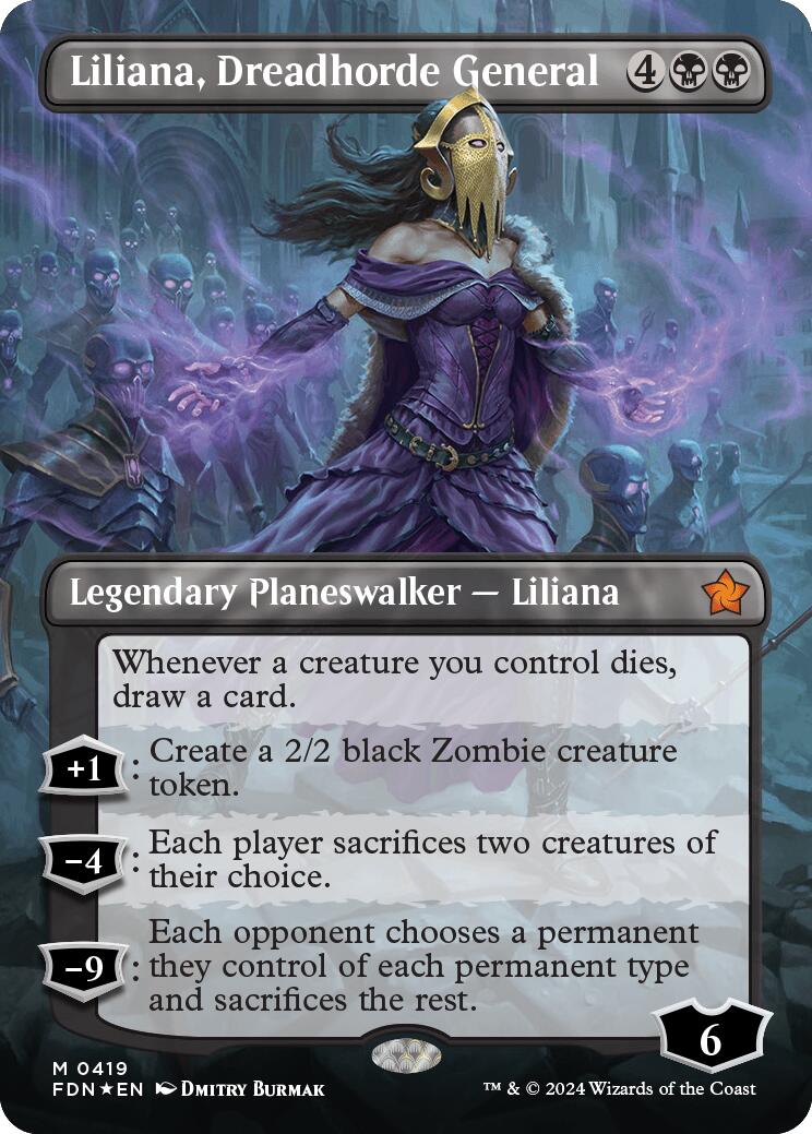 Liliana, Dreadhorde General (Borderless) (Mana Foil) [Foundations] | Yard's Games Ltd