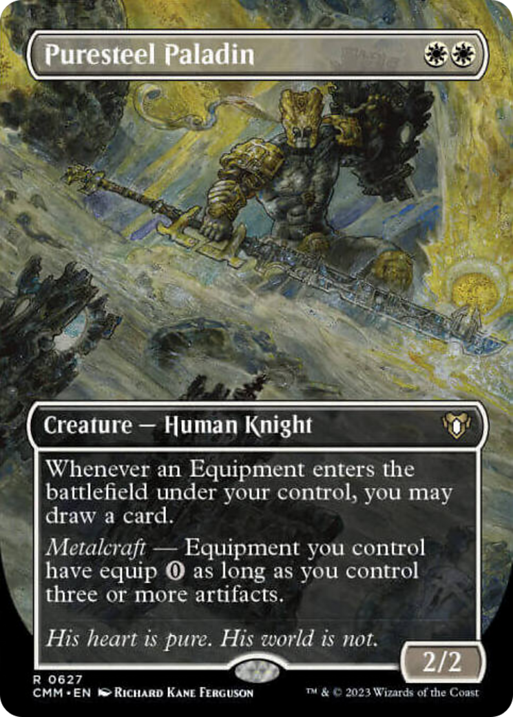 Puresteel Paladin (Borderless Alternate Art) [Commander Masters] | Yard's Games Ltd