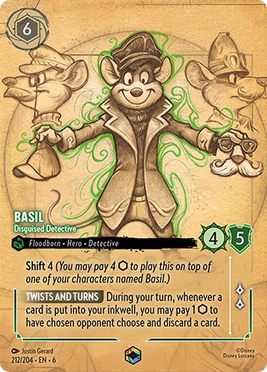 Basil - Disguised Detective (Enchanted) (212/204) [Azurite Sea] | Yard's Games Ltd