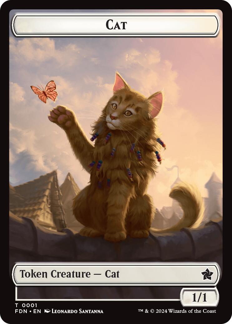 Spirit // Cat (0001) Doubled-Sided Token [Foundations Tokens] | Yard's Games Ltd