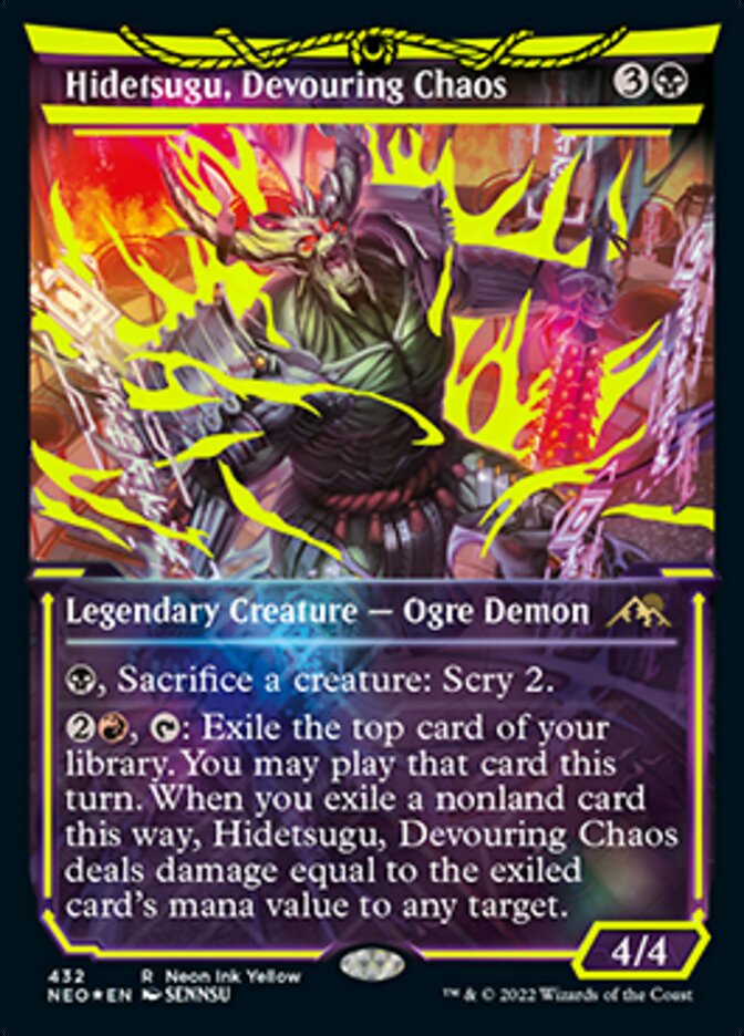 Hidetsugu, Devouring Chaos (Neon Ink Yellow) [Kamigawa: Neon Dynasty] | Yard's Games Ltd