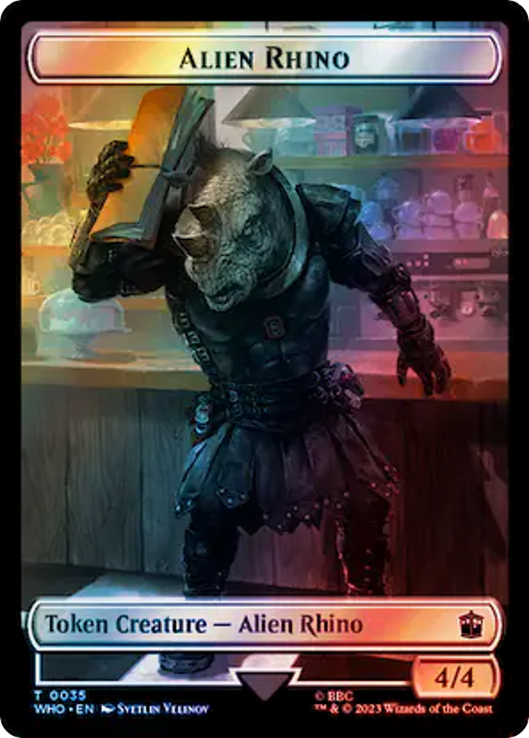 Alien Rhino // Beast Double-Sided Token (Surge Foil) [Doctor Who Tokens] | Yard's Games Ltd