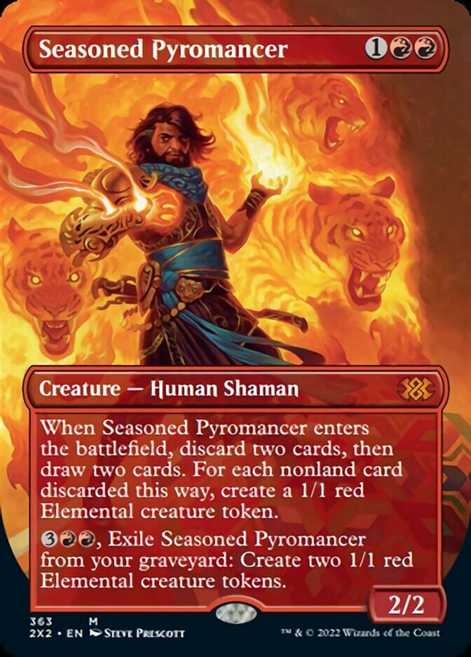 Seasoned Pyromancer (Borderless Alternate Art) [Double Masters 2022] | Yard's Games Ltd