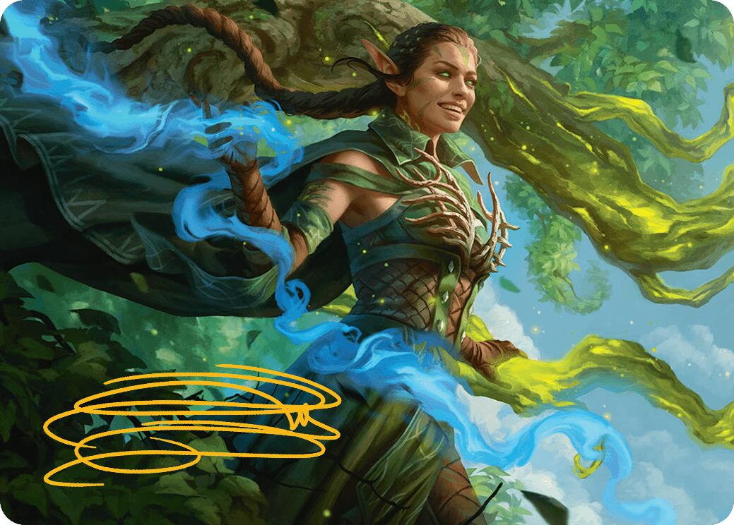 Nissa, Worldsoul Speaker Art Card (Gold-Stamped Signature) [Aetherdrift Art Series] | Yard's Games Ltd