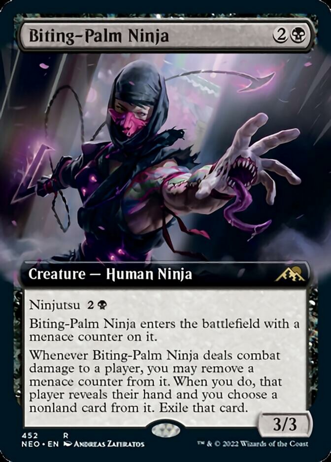 Biting-Palm Ninja (Extended Art) [Kamigawa: Neon Dynasty] | Yard's Games Ltd