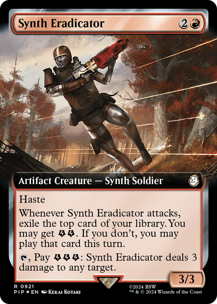 Synth Eradicator (Extended Art) (Surge Foil) [Fallout] | Yard's Games Ltd