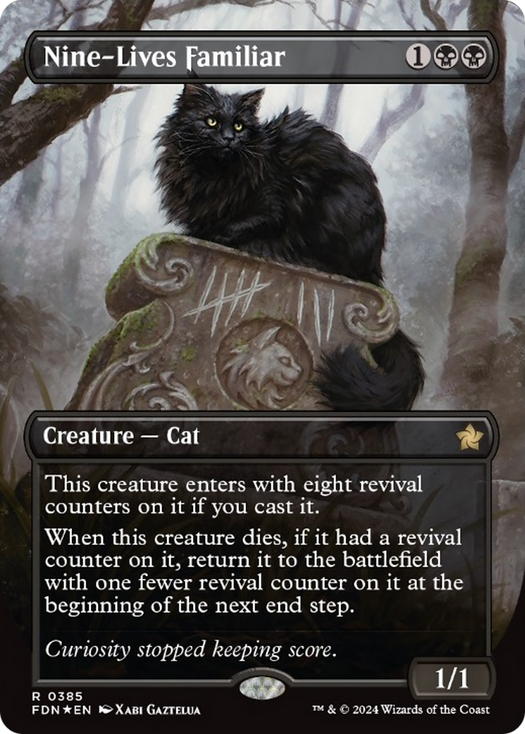 Nine-Lives Familiar (Borderless Mana Foil) [Foundations] | Yard's Games Ltd