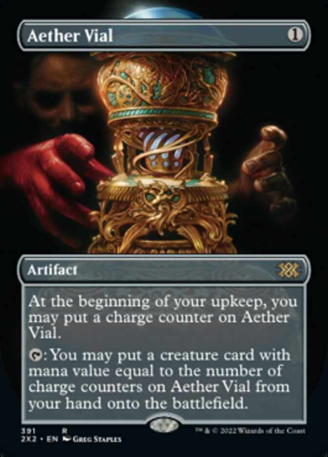 Aether Vial (Borderless Alternate Art) [Double Masters 2022] | Yard's Games Ltd