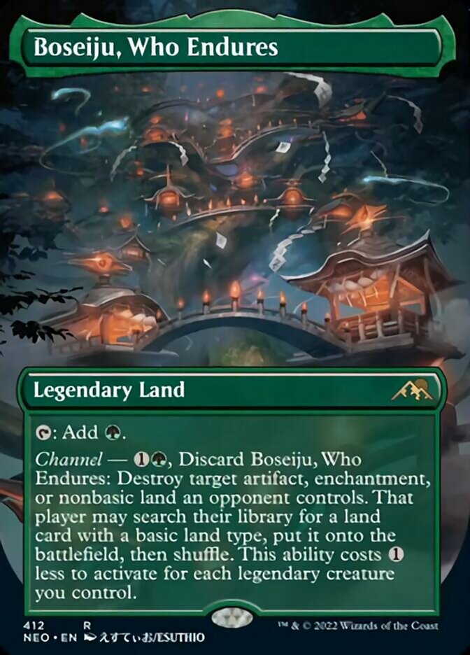 Boseiju, Who Endures (Borderless Alternate Art) [Kamigawa: Neon Dynasty] | Yard's Games Ltd