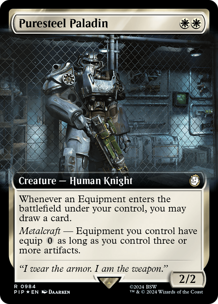 Puresteel Paladin (Extended Art) (Surge Foil) [Fallout] | Yard's Games Ltd